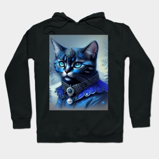 Mystical and Majestic: A Jewel-Encrusted Gothic Cat Art Print Hoodie